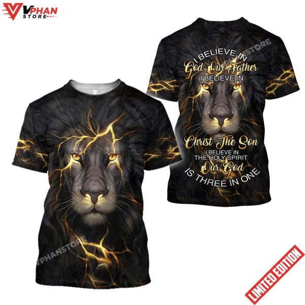 Jesus Lion Thunder I Beleive In God Our Father Shirt