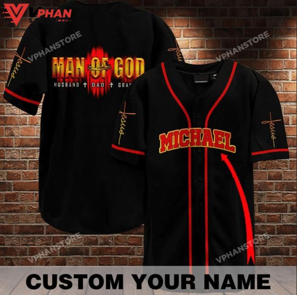 Man Of God Custom Religious Easter Gifts Christian Baseball Jersey