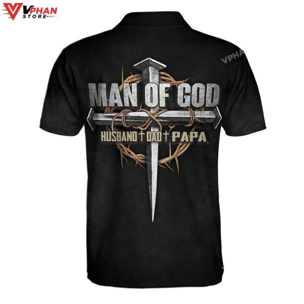 Man Of God Husband Dad Papa Cross Christian Polo Shirt & Shorts