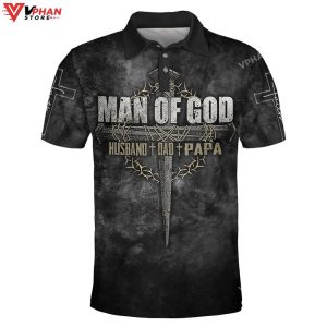 Man Of God Husband Dad Papa Easter Gifts Christian Polo Shirt Shorts 1
