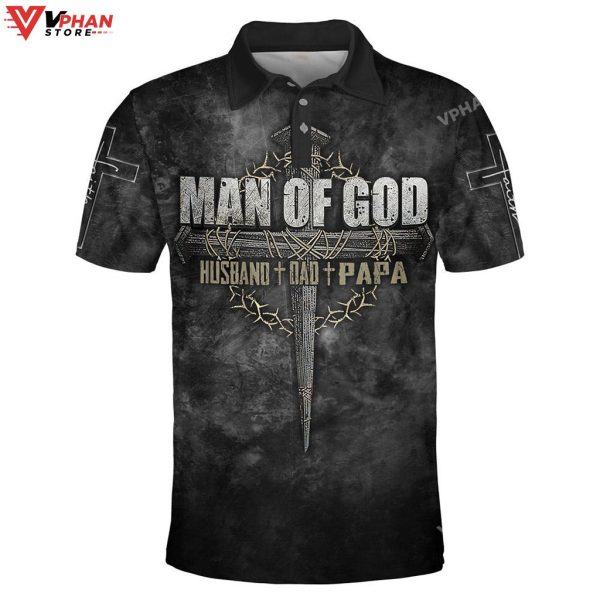 Man Of God Husband Dad Papa Easter Gifts Christian Polo Shirt & Shorts