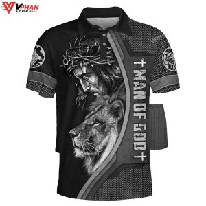 Man Of God Jesus And Lion Religious Gifts Christian Polo Shirt Shorts 1