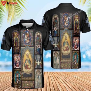 Mary Mother Of Jesus Religious Easter Gifts Christian Polo Shirt Shorts 1