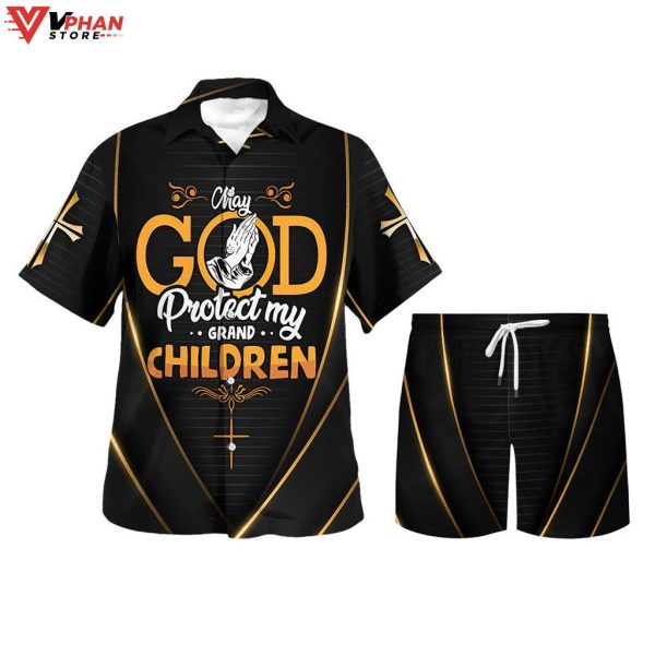 May God Protect My Grand Children Tropical Outfit Hawaiian Summer Shirt