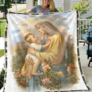 Mother Mary Love Of Mary Virgin Mary Christian Gift Ideas Mary Blanket 1