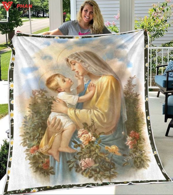 Mother Mary Love Of Mary Virgin Mary Christian Gift Ideas Mary Blanket
