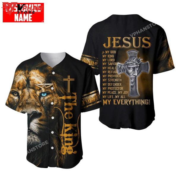 My God My King Cross Lion Religious Easter Gifts Christian Baseball Jersey
