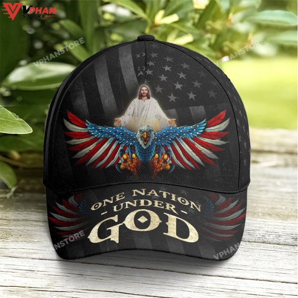 One Nation Under God America Eagle Baseball Christian Cap