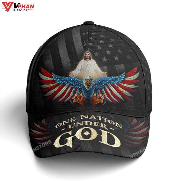 One Nation Under God America Eagle Baseball Christian Cap