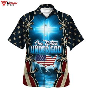 One Nation Under God American Cross Christian Gift Hawaiian Shirt 1