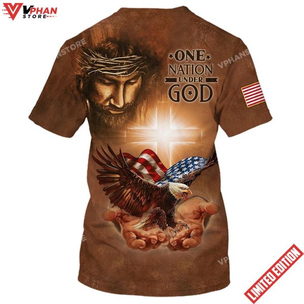 One Nation Under God American Eagle Christian Jesus All Over Printed Shirt