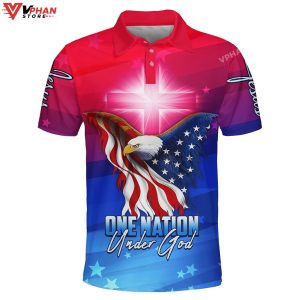 One Nation Under God American Eagle Christian Polo Shirt Shorts 1