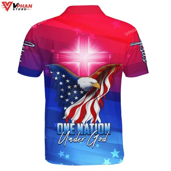 One Nation Under God American Eagle Jesus Christian Polo Shirt & Shorts