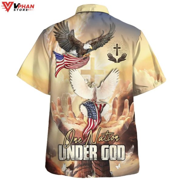 One Nation Under God American Cross Eagle Hawaiian Summer Shirt