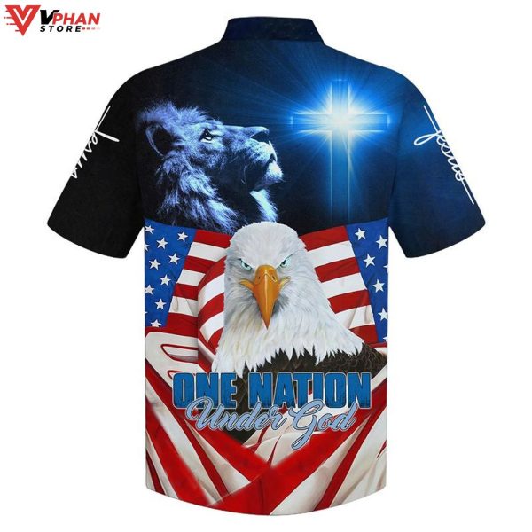 One Nation Under God American Eagle Tropical Outfit Hawaiian Shirt