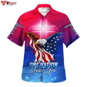 One Nation Under God American Eagle Tropical Outfit Summer Shirt 1