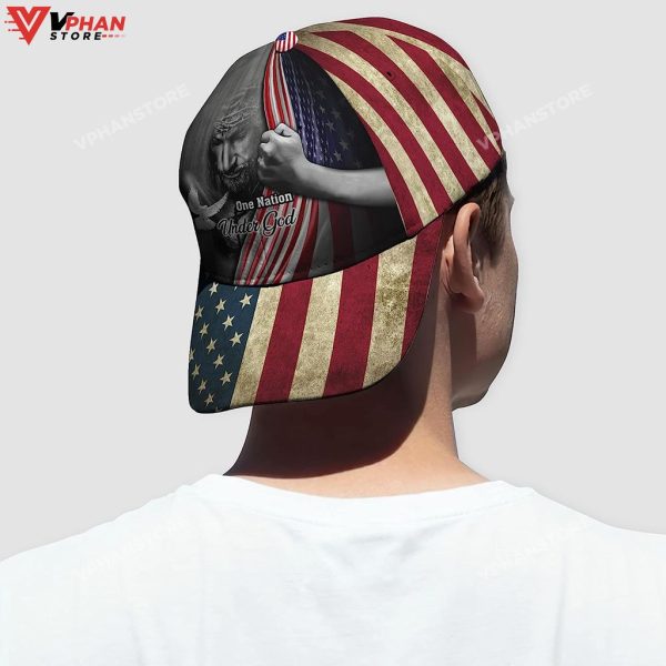 One Nation Under God American Flag And God And Dove Baseball Cap
