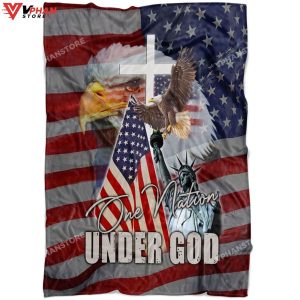 One Nation Under God American Flag Christian Gift Ideas Jesus Blanket 1