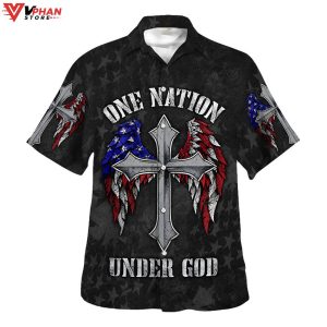 One Nation Under God American Flag Hawaiian Summer Shirt 1