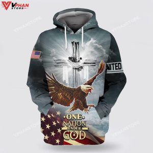 One Nation Under God American Flag With Jesus Cross Christian Hoodie 1