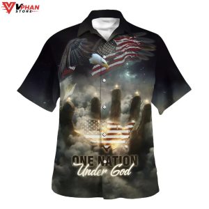 One Nation Under God American Flag With Jesus Cross Hawaiian Shirt 1