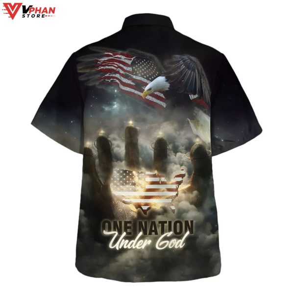 One Nation Under God American Flag With Jesus Cross Hawaiian Shirt