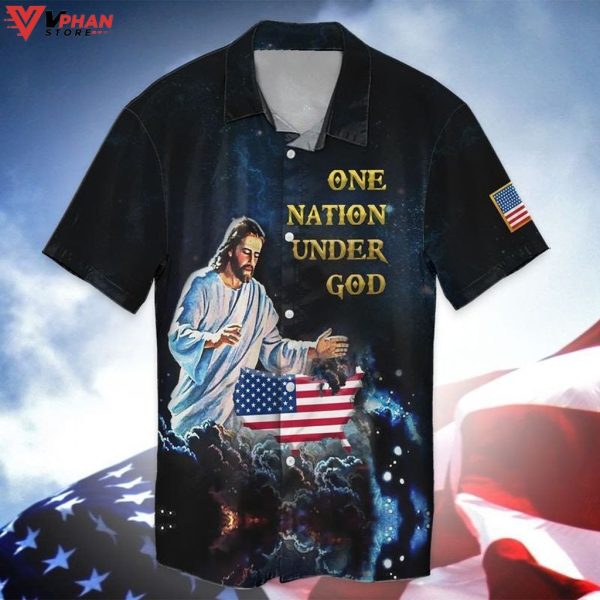 One Nation Under God American Jesus Hawaiian Summer Shirt