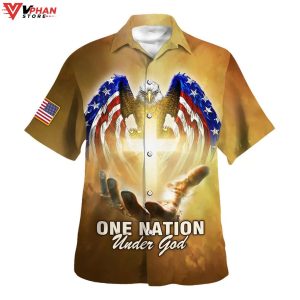 One Nation Under God American Tropical Outfit Hawaiian Summer Shirt 1