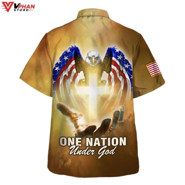 One Nation Under God American Tropical Outfit Hawaiian Summer Shirt