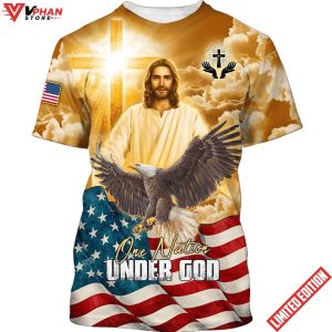 One Nation Under God Bald Eagle Jesus Christ 3d Shirt 1