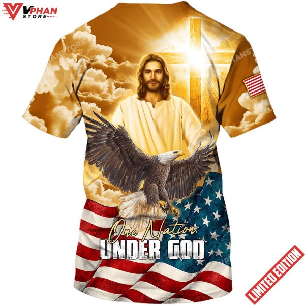 One Nation Under God Bald Eagle Jesus Christ 3d Shirt