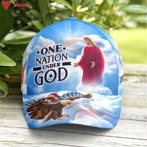 One Nation Under God Jesus Lovers Blue Baseball Cap