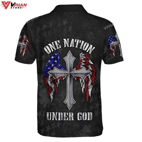 One Nation Under God Cross American Christian Polo Shirt & Shorts