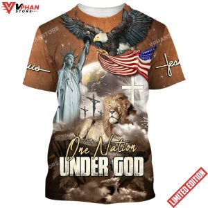 One Nation Under God Eagle And Jesus Patriotic 3d Shirt 1