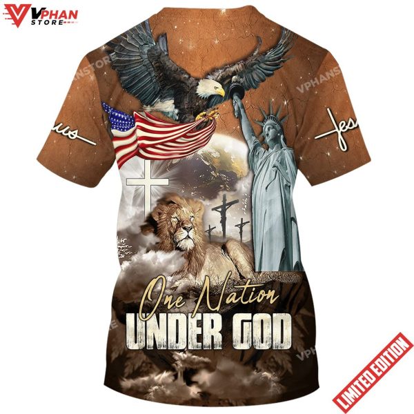 One Nation Under God Eagle And Jesus Patriotic 3d Shirt