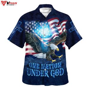 One Nation Under God Eagle Christian Gift Ideas Hawaiian Summer Shirt 1