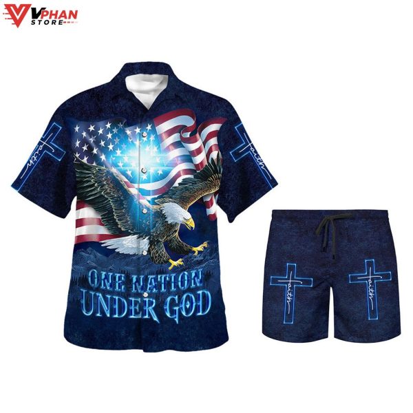 One Nation Under God Eagle Christian Gift Ideas Hawaiian Summer Shirt