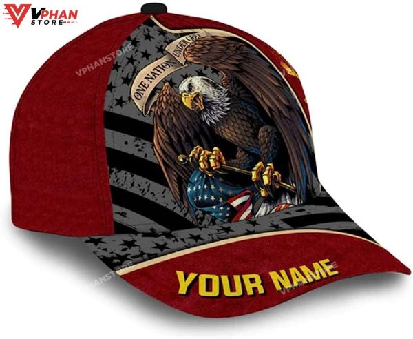One Nation Under God Eagle All Over Print Custom Name Classic Hat
