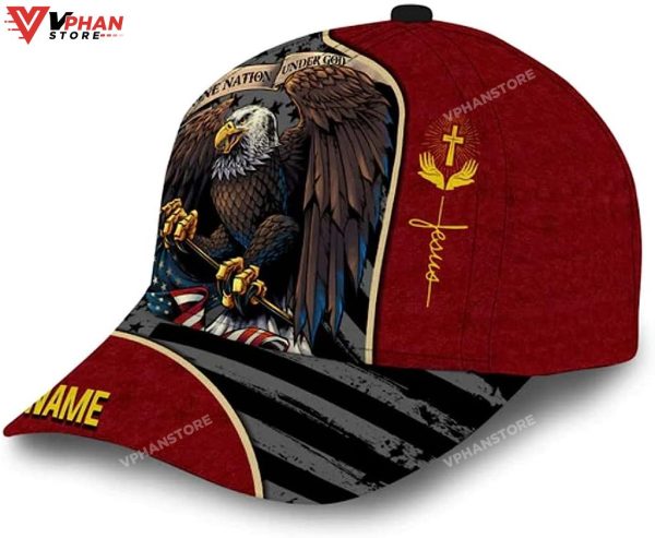 One Nation Under God Eagle All Over Print Custom Name Classic Hat