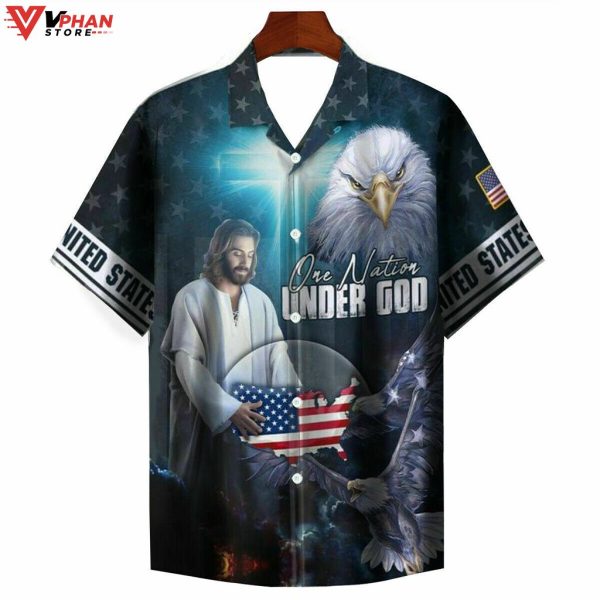 One Nation Under God Eagle Independence Day Hawaiian Aloha Shirt