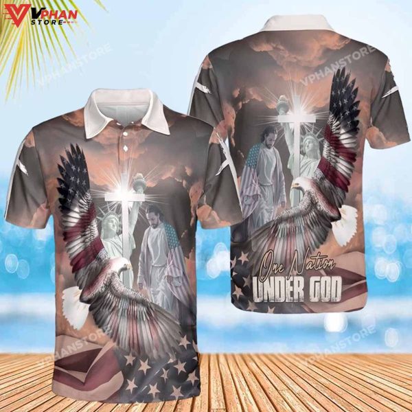 One Nation Under God Eagle Of Jesus Christian Polo Shirt & Shorts