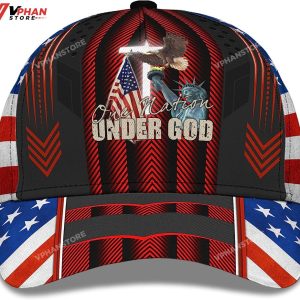 One Nation Under God Eagle On Liberty Statue Usa Flag And Cross Cap 1