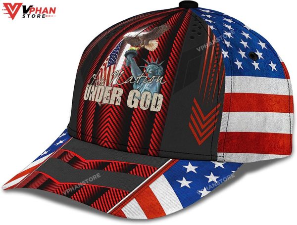 One Nation Under God Eagle Liberty Statue Usa Flag And Cross Cap