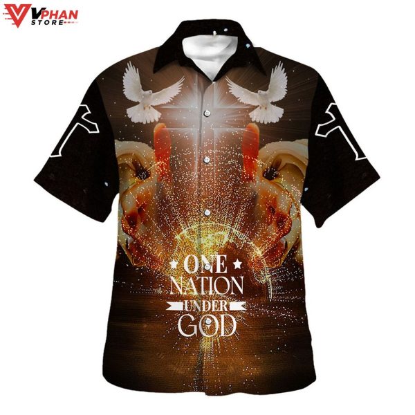 One Nation Under God Hand Of God Tropical Outfit Hawaiian Shirt