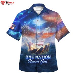 One Nation Under God Hand Of Jesus Tropical Outfit Hawaiian Summer Shirt 1