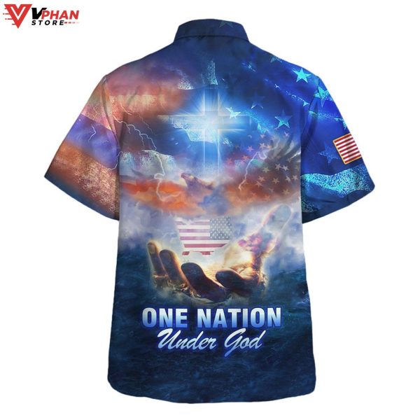 One Nation Under God Hand Of Jesus Tropical Outfit Hawaiian Summer Shirt