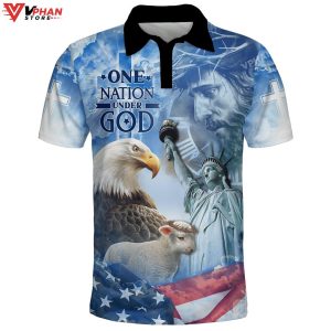 One Nation Under God Jesus American Christian Polo Shirt Shorts 1