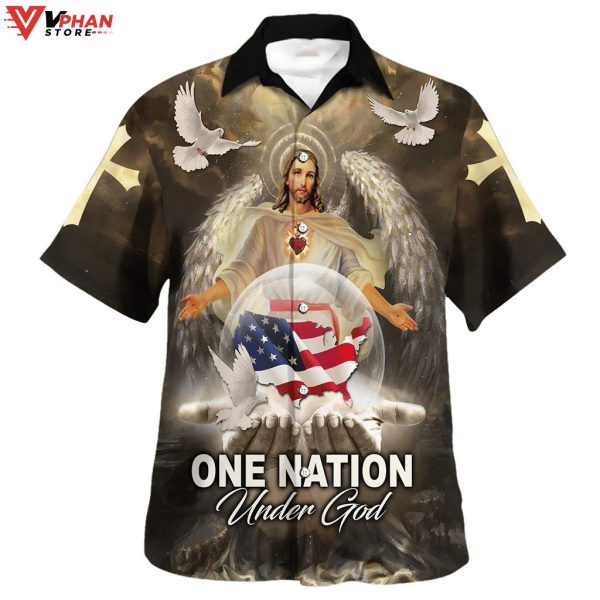 One Nation Under God Jesus American Eagle Hawaiian Summer Shirt