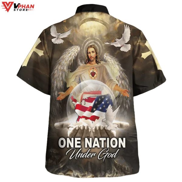 One Nation Under God Jesus American Eagle Hawaiian Summer Shirt