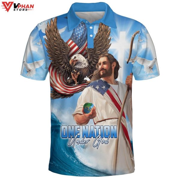One Nation Under God Jesus American Easter Christian Polo Shirt & Shorts